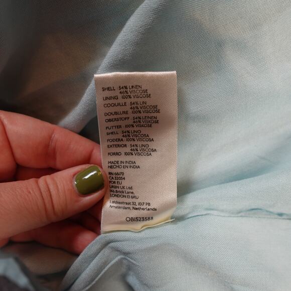 Anthropologie Dress Womens Small Somerset Maxi Linen Blend Light Sky Blue Tiered - Picture 5 of 10